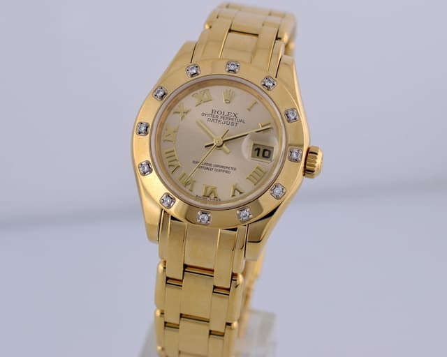 Rolex Ladies Datejust 
Pearlmaster Masterpiece Champagne 18K YG