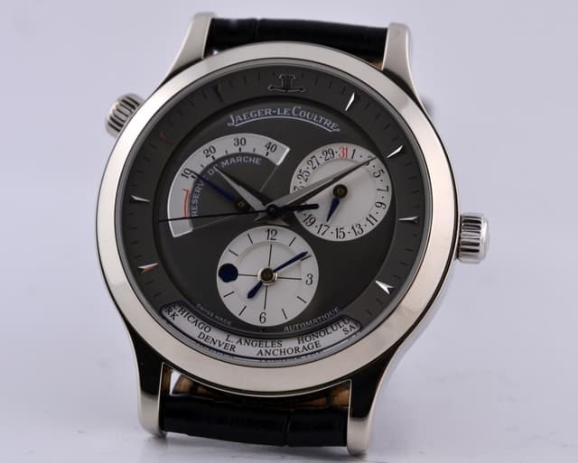 Jaeger LeCoultre Master Geographic 18K White Gold Grey / Silver Dial 38MM