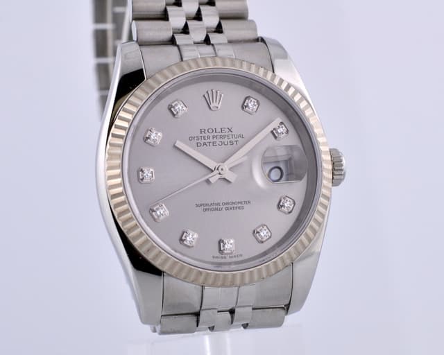 Rolex Datejust SS Silver Diamond Dial D Series (2005)