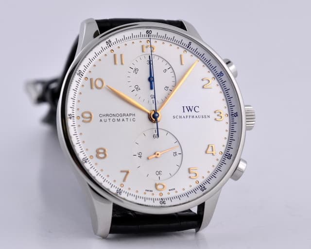 IWC Portuguese Chronograph SS White Dial / Gold Numerals 40MM