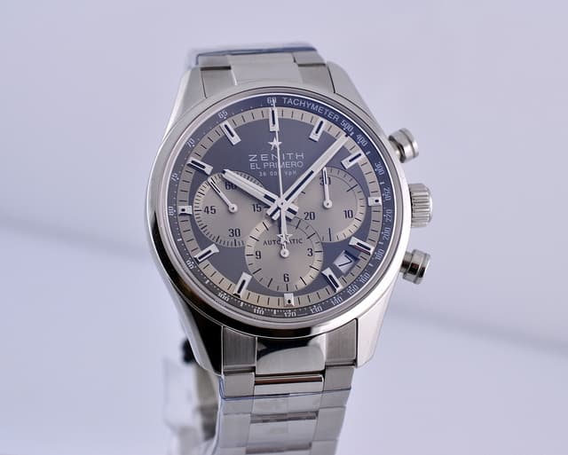 Zenith El Primero 36'000 VPH Chronograph Grey Dial SS/SS 38MM
