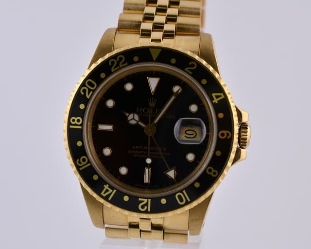 Rolex GMT Master II 18K YG/YG Black Dial Circa 1984 
