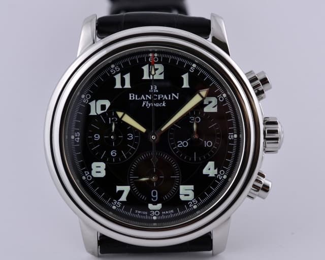 Blancpain Leman Flyback Chronograph Black Dial SS 38MM