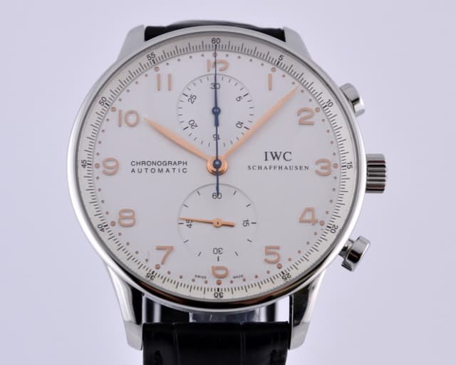 IWC Portuguese Chronograph SS White Dial / Gold Numerals 40MM