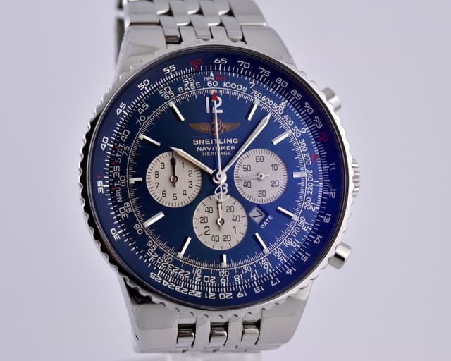 Breitling Navitimer Heritage Flyback Chronograph Blue Dial SS 