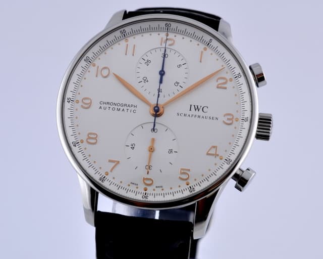 IWC Portuguese Chronograph SS White Dial / Gold Numerals 40MM