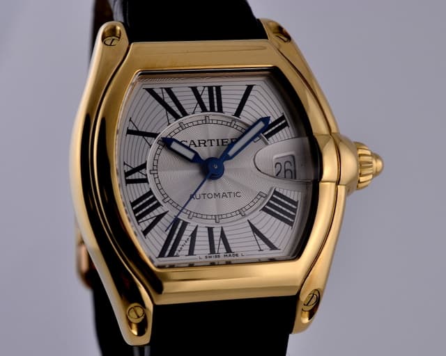 Cartier Roadster 18K Yellow Gold Silver Dial 37MM