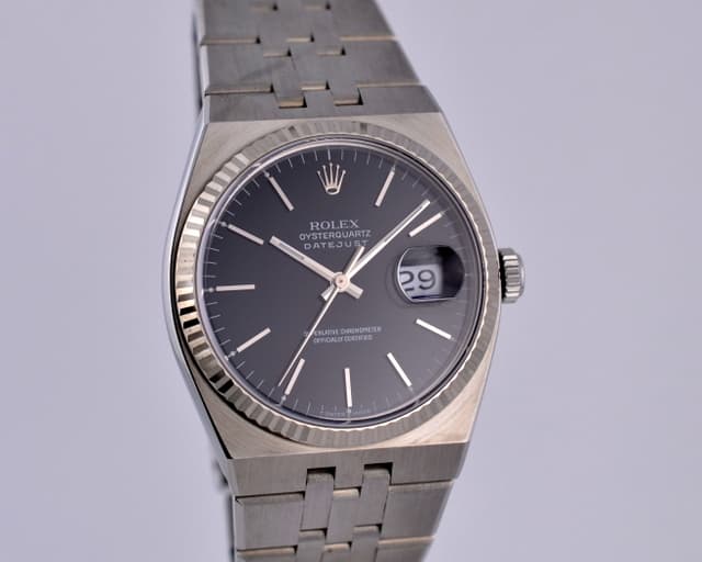 Rolex OysterQuartz Datejust SS Black Dial
