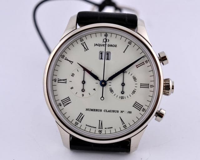 Jaquet Droz Chrongrapho Grande Date 18K WG Ivory Dial 