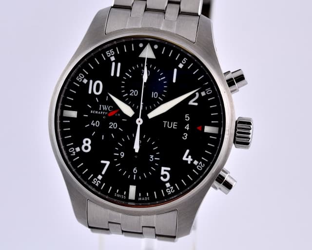 IWC Pilot Chronograph Black Dial SS / SS 