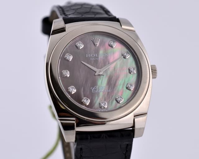 Rolex Cestello Cellini 18K WG MOP Diamond Dial