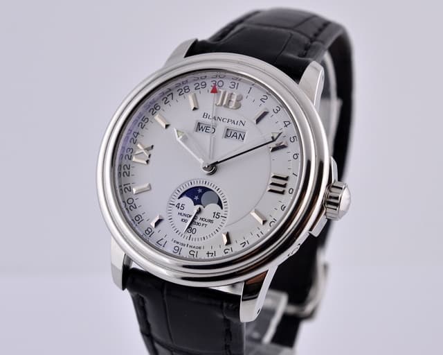 Blancpain Leman Complete Calendar SS White Dial 