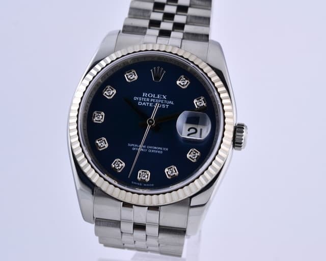 Rolex Datejust SS Jubilee Blue Diamond Dial 
