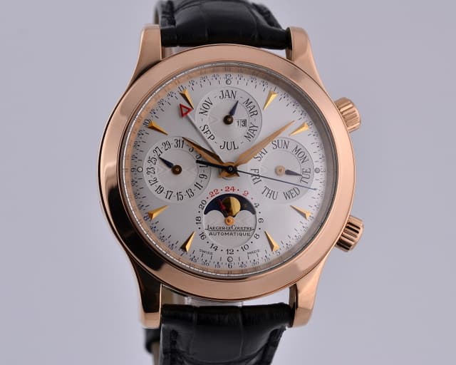 Jaeger LeCoultre Master Grande Memovox Perpetual White Dial 18K RG
