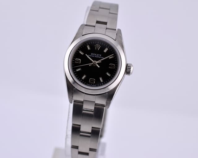 Rolex Oyster Perpetual Ladies No Date SS Black Dial 
