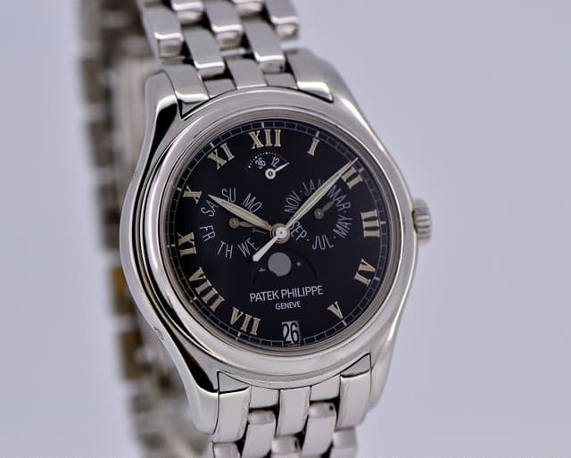 Patek Philippe Annual Calendar Power Reserve Black Dial 18K WG / WG