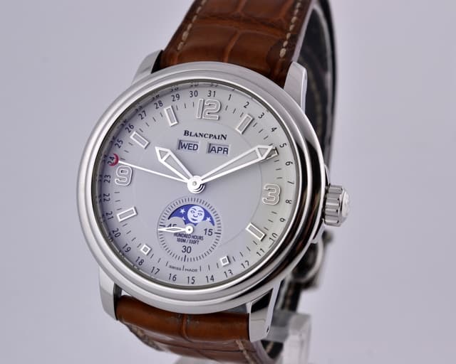 Blancpain Leman Complete Calendar Moon SS White Dial 