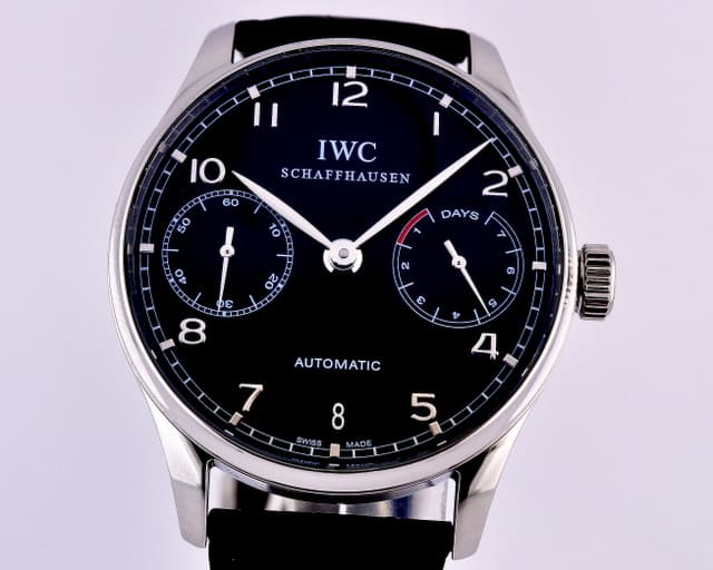IWC Portuguese 7 Day Automatic SS Black Dial 