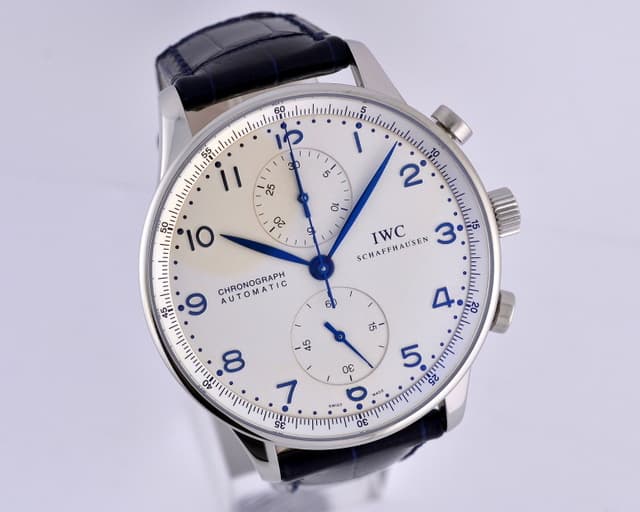IWC Portuguese Chronograph SS Silver Dial / Blue Numerals 