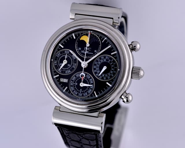IWC Da Vinci Perpetual Chronograph Black SS / Alligator  