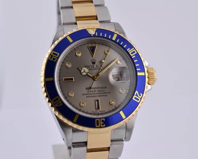 Rolex Submariner 18K / SS Silver Serti Dial 
