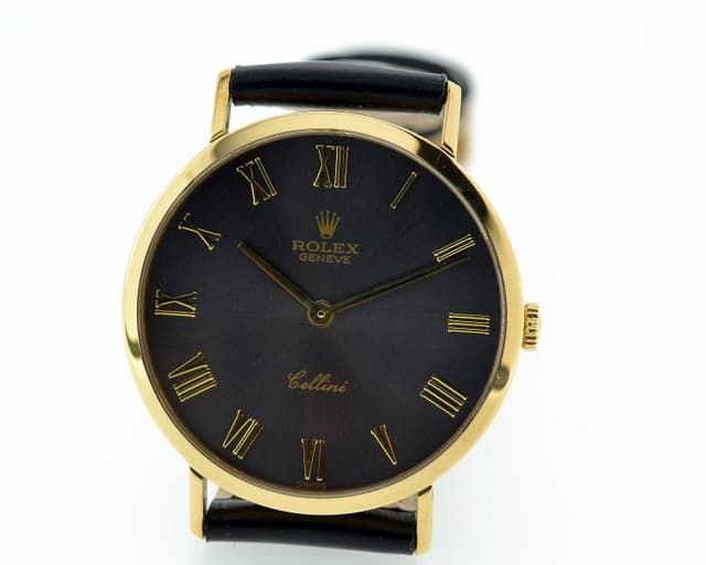 Rolex Cellini 18K YG Slate Dial 