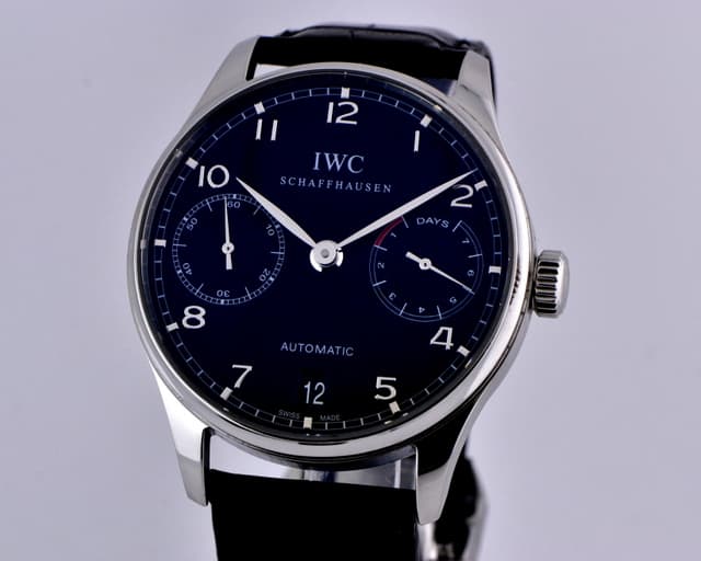 IWC Portuguese 7 Day Automatic SS Black Dial