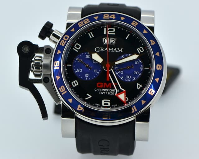 Graham Oversize GMT Chronofighter Blue Bezel SS 