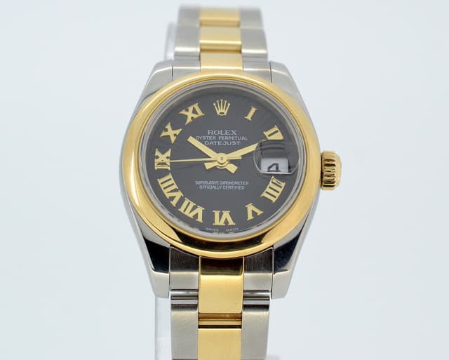 Rolex Lady Datejust 18K / SS Oyster Black Roman Dial