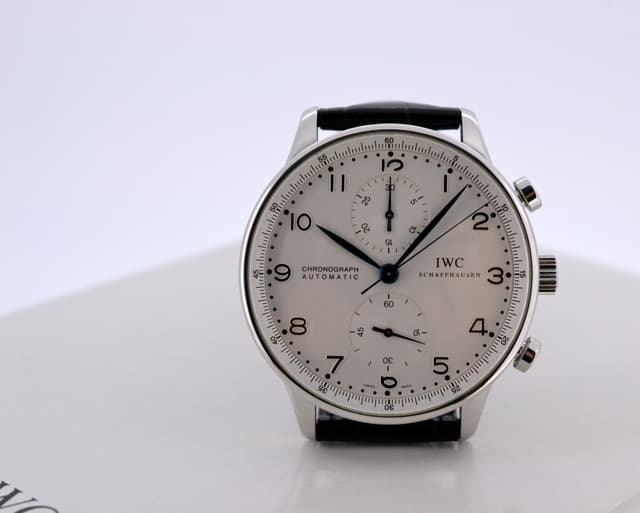 IWC Portuguese Chronograph SS Silver Dial / Blue Numerals 