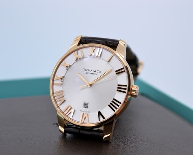Tiffany Atlas Dome Automatic 18K Rose Gold Silver Dial 42MM 
