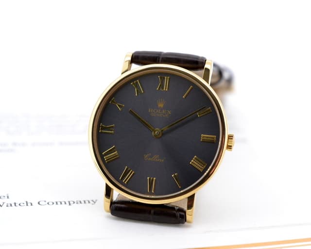 Rolex Cellini 18K Yellow Gold Slate Dial 