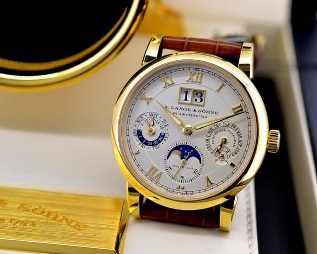 A. Lange and Sohne Langematik Perpetual Calendar 18K Yellow Gold UNWORN 
