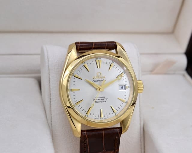 Omega Seamaster Aqua Terra Co-Axial Silver Dial 18K Yellow Gold