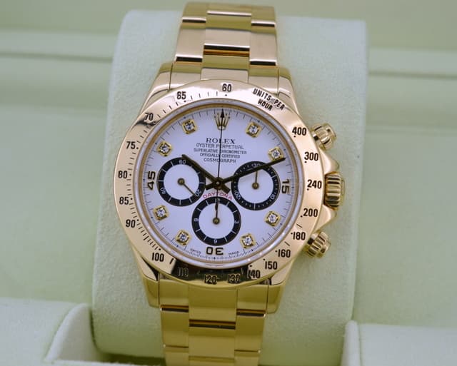 Rolex Daytona 18K Yellow Gold / White Diamond Dial