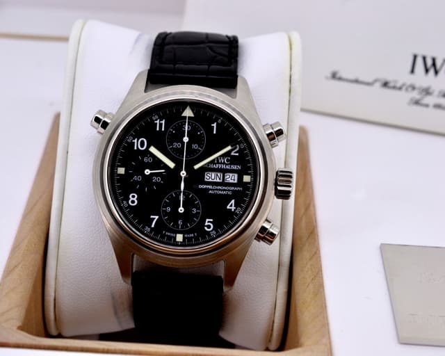 IWC Pilot Double Chronograph SS Black Dial