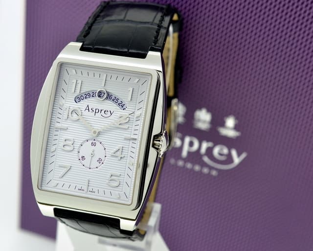 Asprey No. 8 Rectangular Automatic SS / White Dial 