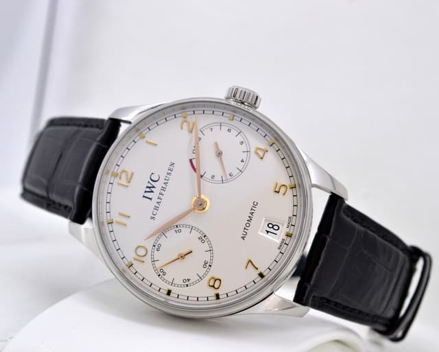 IWC Portuguese 7 Day Automatic SS Silver Dial Rose Numerals 