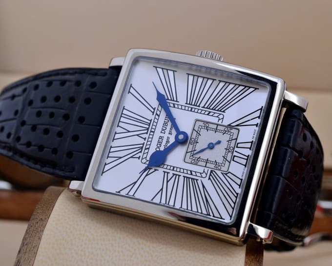 Roger Dubuis Golden Square Automatic Silver Roman Dial 18K White Gold