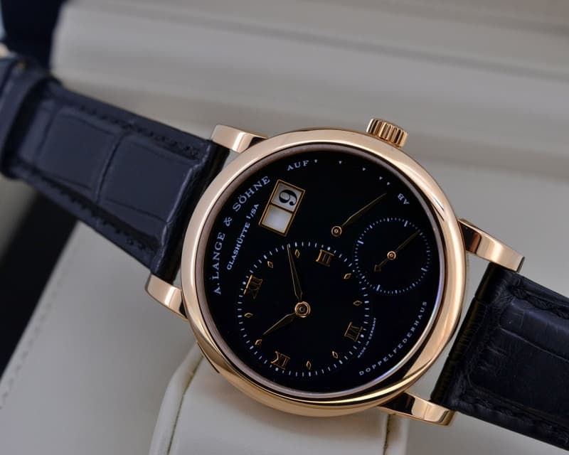A. Lange and Sohne Lange 1 18K Rose Gold Black Dial 
