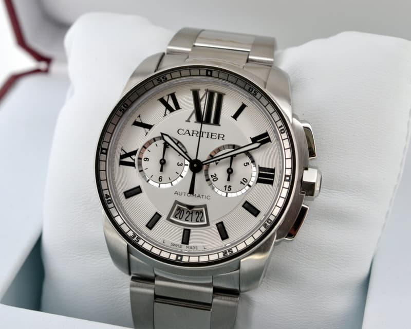Cartier Calibre de Cartier Chronograph Silver Dial SS / SS 