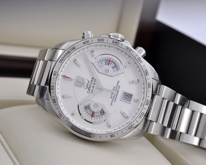 TAG Heuer Grand Carrera Chronograph Silver Dial Caliber 17 SS / SS