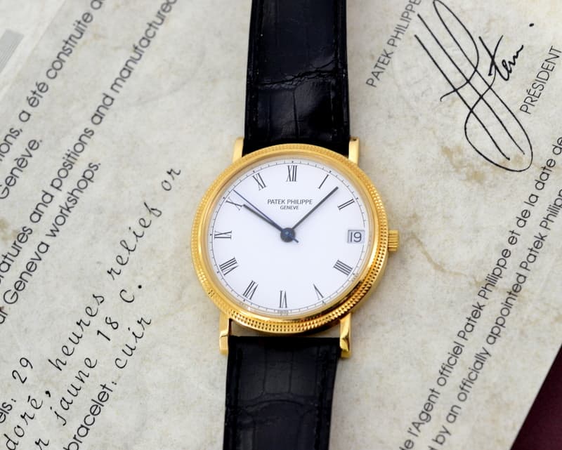 Patek Philippe Calatrava 18K Yellow Gold Automatic Hobnail Bezel 