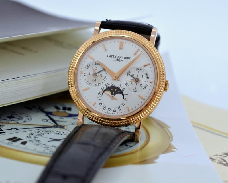 Patek Philippe Perpetual Calendar 18K Rose Gold Hobnail Bezel
