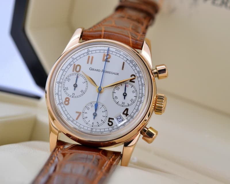 Girard Perregaux Chronograph 18K Rose Gold Silver Dial 