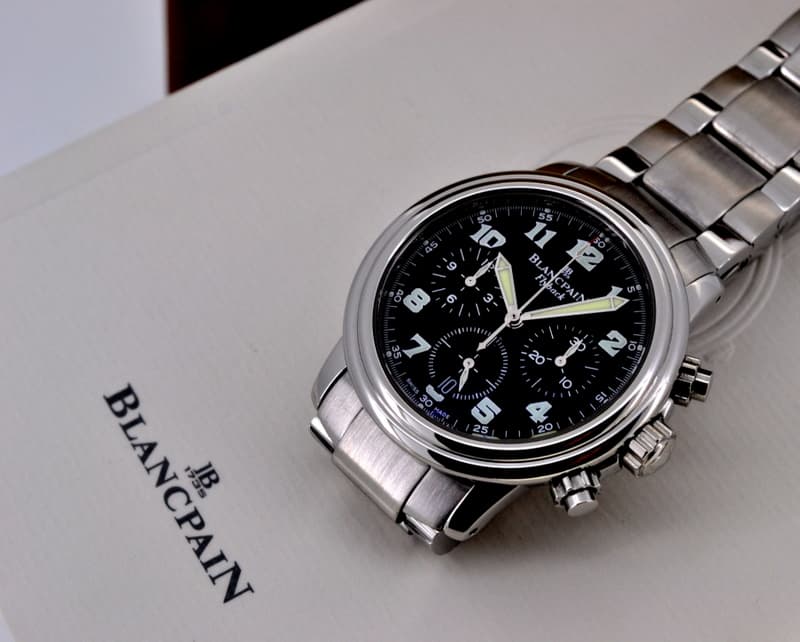 Blancpain Leman Flyback Chronograph Black Dial SS / SS 