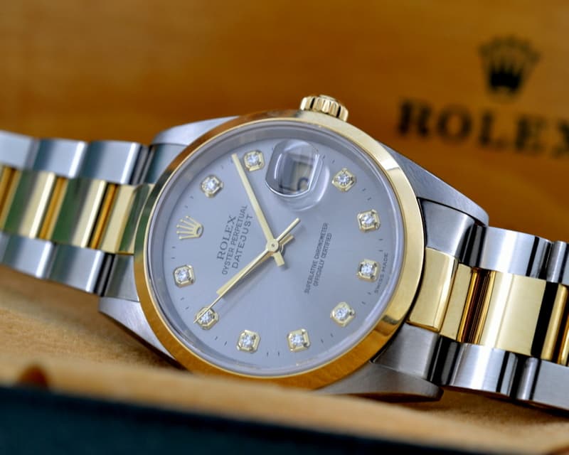 Rolex Datejust Silver Serti Diamond 18K / SS