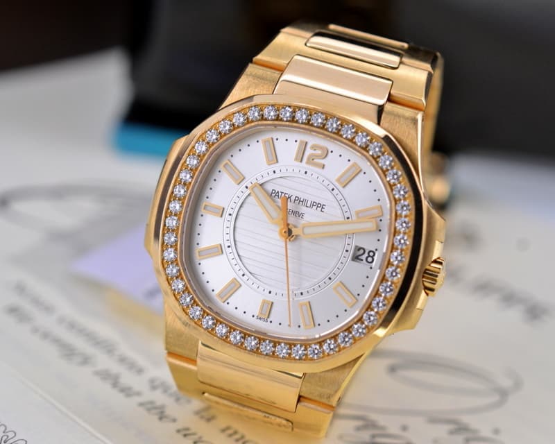 Patek Philippe Nautilus Ladies Silver Face Rose Gold / Diamonds