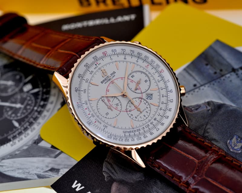 Breitling Navitimer Montbrillant Silver Dial 18K Rose Gold Limited