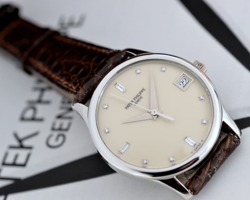 Patek Philippe Calatrava Automatic Platinum Cream Diamond Dial 